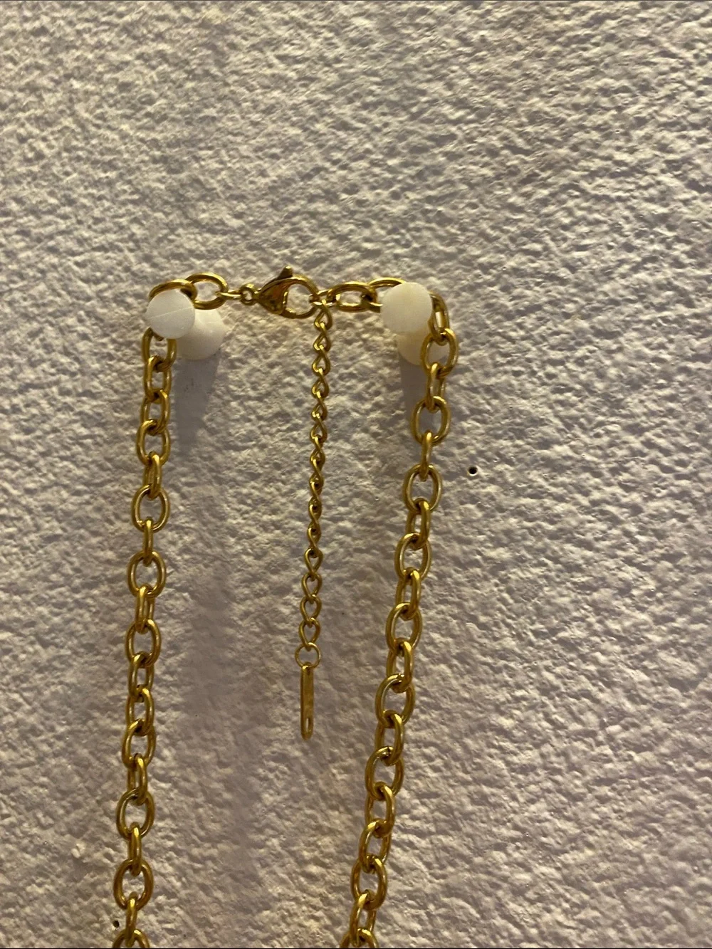 Gold Chain Necklace with White Floral Ceramic Charms
